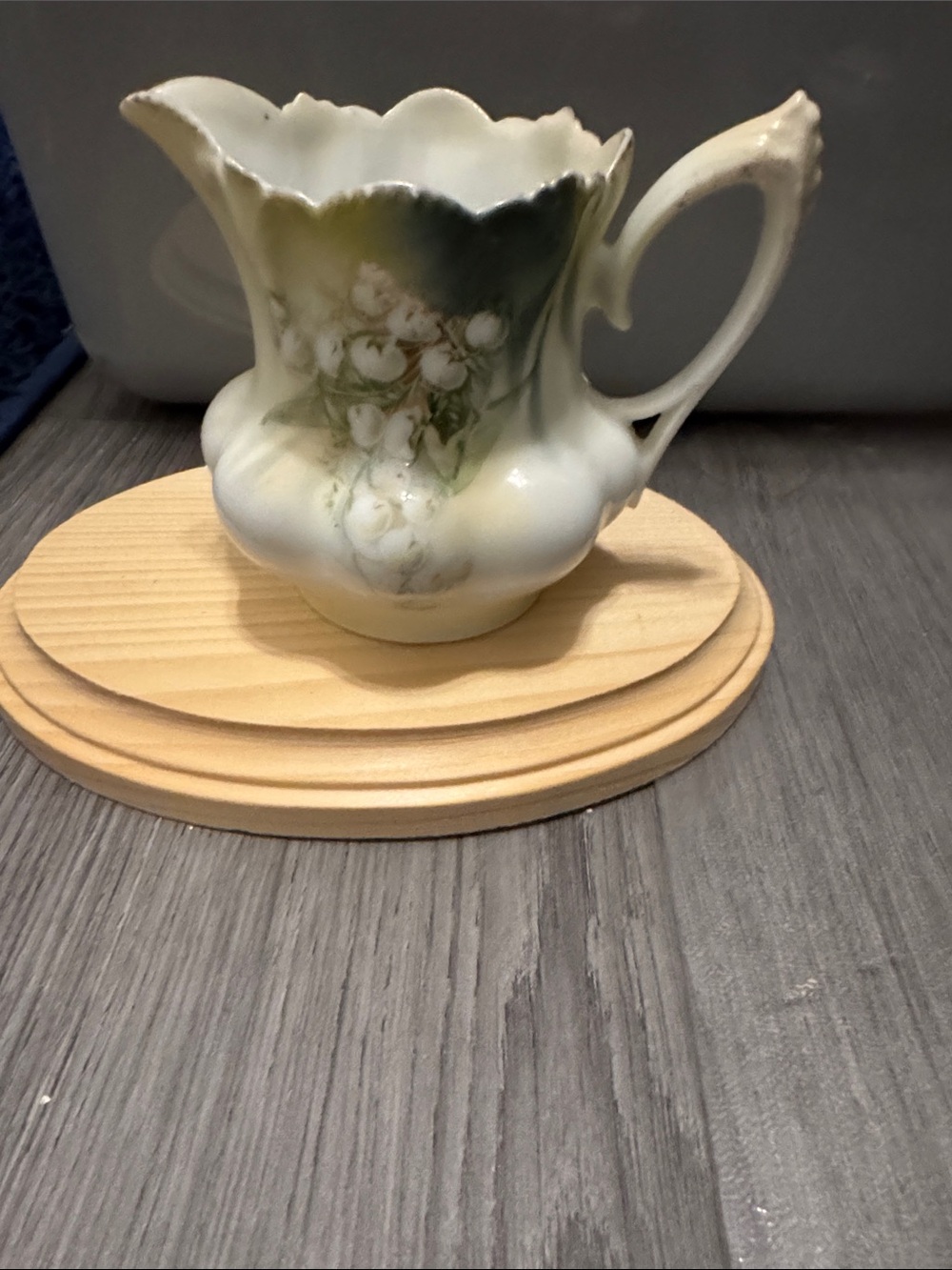Vintage Floral Mini Porcelain Pitcher - White & Green